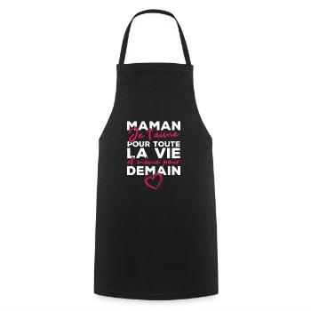 Maman je t'aime pour toute la vie - Tablier de cuisine - noir - Devant - AI Model Male 185 dark (185cm)