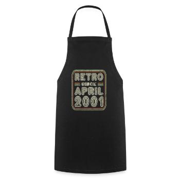 Anniversaire Avril 2001 Cadeau Rétro - Tablier de cuisine - noir - Devant - AI Model Male 185 dark (185cm)