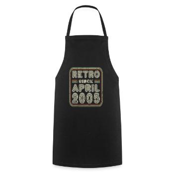 Anniversaire Avril 2005 Cadeau rétro - Tablier de cuisine - noir - Devant - AI Model Male 185 dark (185cm)