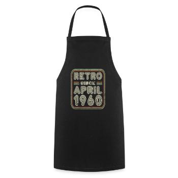 Birthday April 1960 Retro Gift - Cooking Apron - black - Front - AI Model Male 185 dark (185cm)