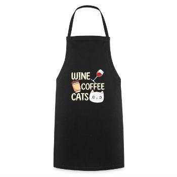 Wine Coffee Cats Drinking Lovers Drinkers - Cooking Apron - black - Front - AI Model Male 185 dark (185cm)