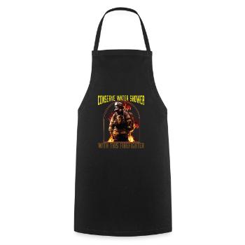 Conserver la douche d’eau avec ce pompier - Tablier de cuisine - noir - Devant - AI Model Male 185 dark (185cm)