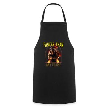Faster Than Any Flame Fireman Firefighter - Cooking Apron - black - Front - AI Model Male 185 dark (185cm)