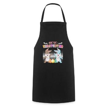 Joyeux oeuf de Pâques specte maman et papa - Tablier de cuisine - noir - Devant - AI Model Male 185 dark (185cm)