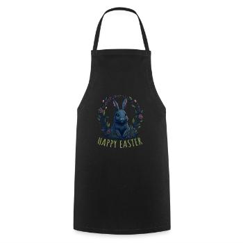 Rabbit with Easter eggs & spring flowers Easter - Cooking Apron - black - Front - AI Model Male 185 dark (185cm)