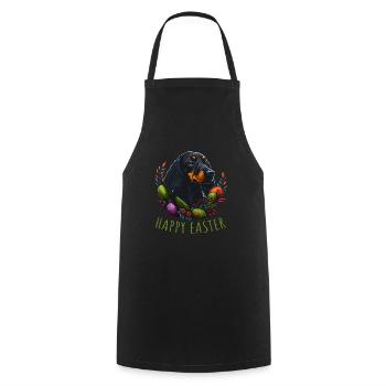 Happy Easter Doux chien teckel Pâques - Tablier de cuisine - noir - Devant - AI Model Male 185 dark (185cm)