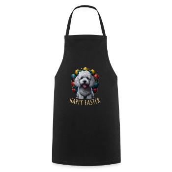 Beau caniche chien Pâques Printemps Happy Easter - Tablier de cuisine - noir - Devant - AI Model Male 185 dark (185cm)