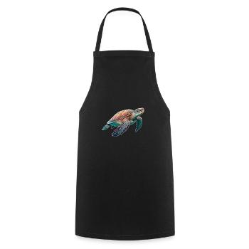 Turtle - Turtle - Diving - Sea - Cooking Apron - black - Front - AI Model Male 185 dark (185cm)