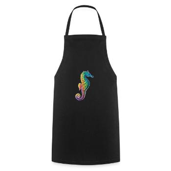 Buntes Seepferdchen - Unterwasser - Tauchen - Aqua - Kochschürze - Schwarz - Vorne - AI Model Male 185 dark (185cm)