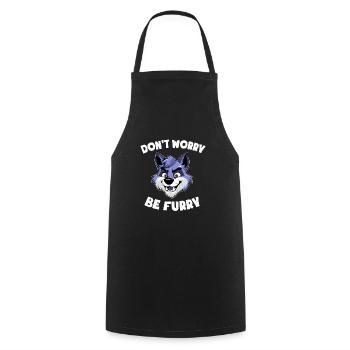 Furry Design - Don’t Worry be Furry - Wolf - Kochschürze - Schwarz - Vorne - AI Model Male 185 dark (185cm)