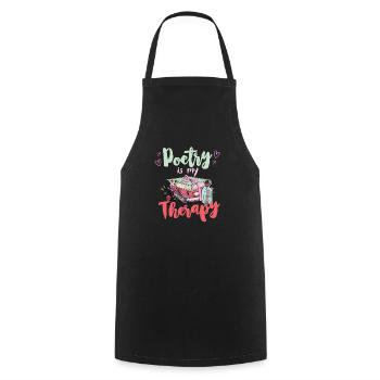 Poetry is my therapy poems Book lover - Cooking Apron - black - Front - AI Model Male 185 dark (185cm)