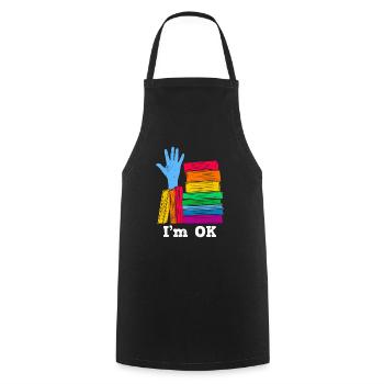 Buchlieberhaber Je suis OK avec les livres Amoureux des livres - Tablier de cuisine - noir - Devant - AI Model Male 185 dark (185cm)