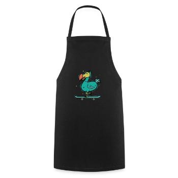 Dodo rides bird on a skateboard - Cooking Apron - black - Front - AI Model Male 185 dark (185cm)