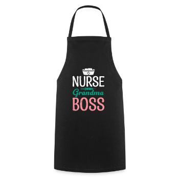 Krankenschwester Oma Chefin Muttertag Granny Boss - Kochschürze - Schwarz - Vorne - AI Model Male 185 dark (185cm)