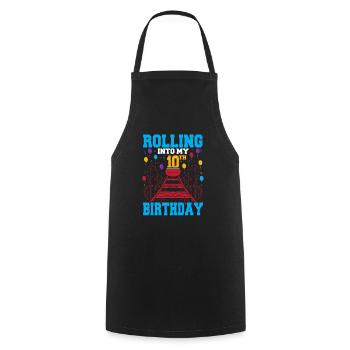 Rolling Into My 10th Birthday Amusement Park Roll - Cooking Apron - black - Front - AI Model Male 185 dark (185cm)