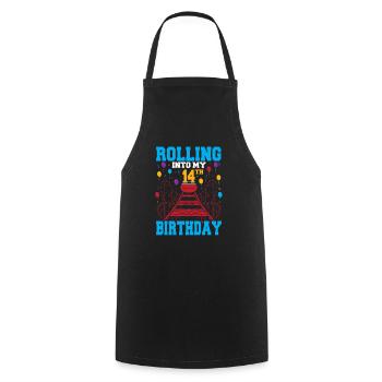 Rolling Into My 14th Birthday Amusement Park Roll - Cooking Apron - black - Front - AI Model Male 185 dark (185cm)
