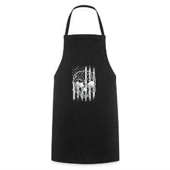 Crâne coloré Crâne Cool avec drapeau des États-Unis - Tablier de cuisine - noir - Devant - AI Model Male 185 dark (185cm)