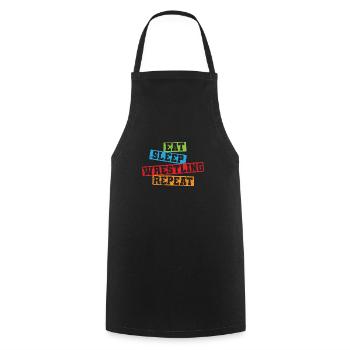 Eat sleep Wrestling Repeat Show Fight - Cooking Apron - black - Front - AI Model Male 185 dark (185cm)