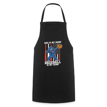 Papa est mon nom Le baseball est mon jeu - Tablier de cuisine - noir - Devant - AI Model Male 185 dark (185cm)