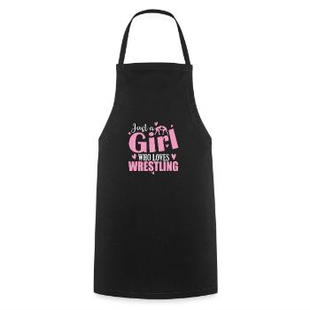 Juste une fille qui aime le combat de spectacle de lutte - Tablier de cuisine - noir - Devant - AI Model Male 185 dark (185cm)