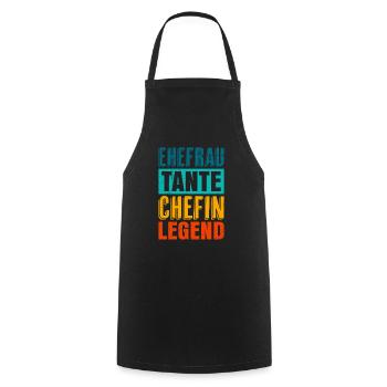 Tante Ehefrau Chefin Legende Auntie Boss Tanten - Kochschürze - Schwarz - Vorne - AI Model Male 185 dark (185cm)