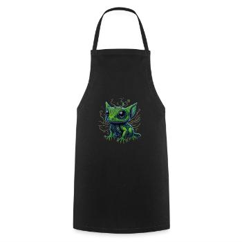 Gamer's Perfect Illustration - Cute Colorful Gekko - Kochschürze - Schwarz - Vorne - AI Model Male 185 dark (185cm)