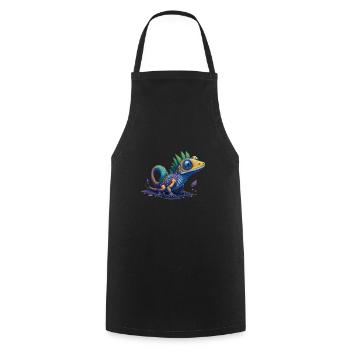 Gamer's Perfect Illustration - Cute Colorful Gekko - Kochschürze - Schwarz - Vorne - AI Model Male 185 dark (185cm)