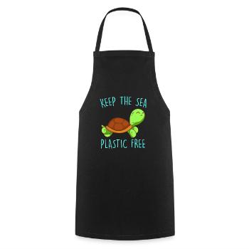 Sauvez la Terre Gardez la mer sans plastique - Tablier de cuisine - noir - Devant - AI Model Male 185 dark (185cm)