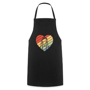 Theme Park Vacation Retro Heart Roller Coaster - Cooking Apron - black - Front - AI Model Male 185 dark (185cm)