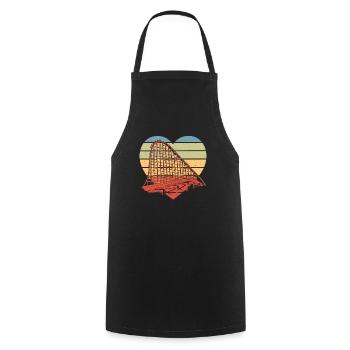 Vintage Heart Theme Park Retro Amusement Park Roll - Cooking Apron - black - Front - AI Model Male 185 dark (185cm)