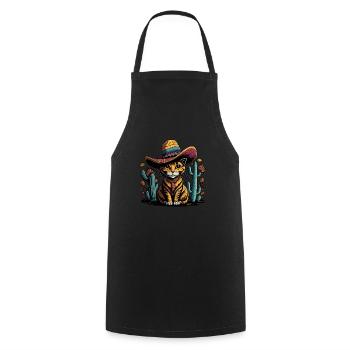 Cinco de Mayo Chat mexicain avec sombrero - Tablier de cuisine - noir - Devant - AI Model Male 185 dark (185cm)