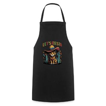 Let's Fiesta Mexican Style Katze mit Sombrero - Kochschürze - Schwarz - Vorne - AI Model Male 185 dark (185cm)