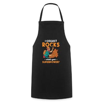 I collect stones What is your superpower? - Cooking Apron - black - Front - AI Model Male 185 dark (185cm)