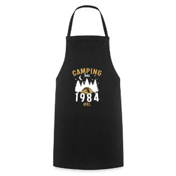 Birthday: Camping since April 1984 Camping - Cooking Apron - black - Front - AI Model Male 185 dark (185cm)