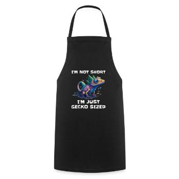 "I'm Not Short, I'm Just Gecko Sized" Cute Gecko - Cooking Apron - black - Front - AI Model Male 185 dark (185cm)