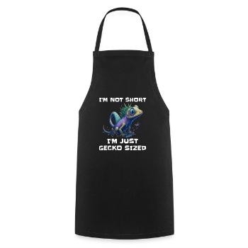 "I'm Not Short, I'm Just Gecko Sized" Cute Gecko - Cooking Apron - black - Front - AI Model Male 185 dark (185cm)