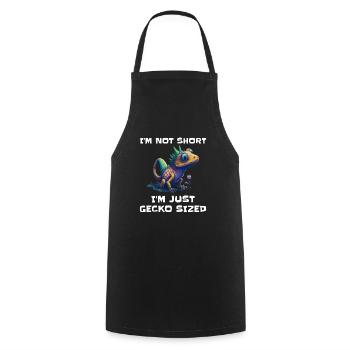 "I'm Not Short, I'm Just Gecko Sized" Cute Gecko - Cooking Apron - black - Front - AI Model Male 185 dark (185cm)