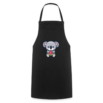 süßer Koala isst rote WaSSERMELONE - Kochschürze - Schwarz - Vorne - AI Model Male 185 dark (185cm)