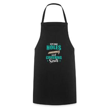 Hitting Holes and Crushing Souls Cornhole - Cooking Apron - black - Front - AI Model Male 185 dark (185cm)