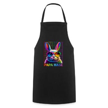 Hasengesicht Papa Hase cooler Osterhase mit Brille - Kochschürze - Schwarz - Vorne - AI Model Male 185 dark (185cm)