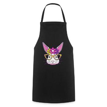 Hasengesicht Cooler Osterhase mit Brille - Kochschürze - Schwarz - Vorne - AI Model Male 185 dark (185cm)