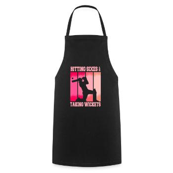 Women Funny Cricket Player - Cooking Apron - black - Front - AI Model Male 185 dark (185cm)