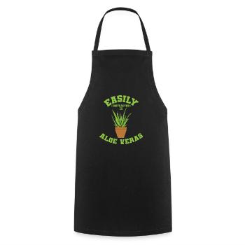Facilement distrait par la plante médicinale Aloe Veras - Tablier de cuisine - noir - Devant - AI Model Male 185 dark (185cm)