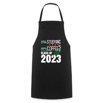 Café de la classe 2023 - Tablier de cuisine - noir - Devant - AI Model Male 185 dark (185cm)
