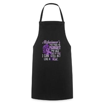 La maladie d’Alzheimer peut me faire oublier mon âge - Tablier de cuisine - noir - Devant - AI Model Male 185 dark (185cm)
