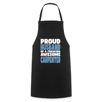Proud wife of a damn good carpenter - Cooking Apron - black - Front - AI Model Male 185 dark (185cm)