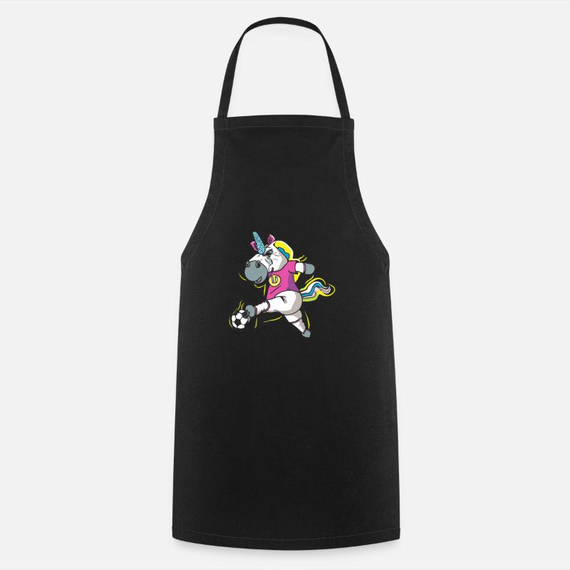 Soccer Unicorn Comic Style - Cooking Apron - black