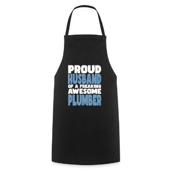 Fière épouse d’un sacré bon plombier - Tablier de cuisine - noir - Devant - AI Model Male 185 dark (185cm)