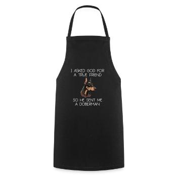 Doberman Pinscher Dog Dobie - Cooking Apron - black - Front - AI Model Male 185 dark (185cm)