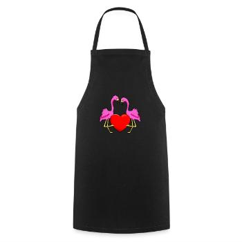 Flamingo Love - Kochschürze - Schwarz - Vorne - AI Model Male 185 dark (185cm)